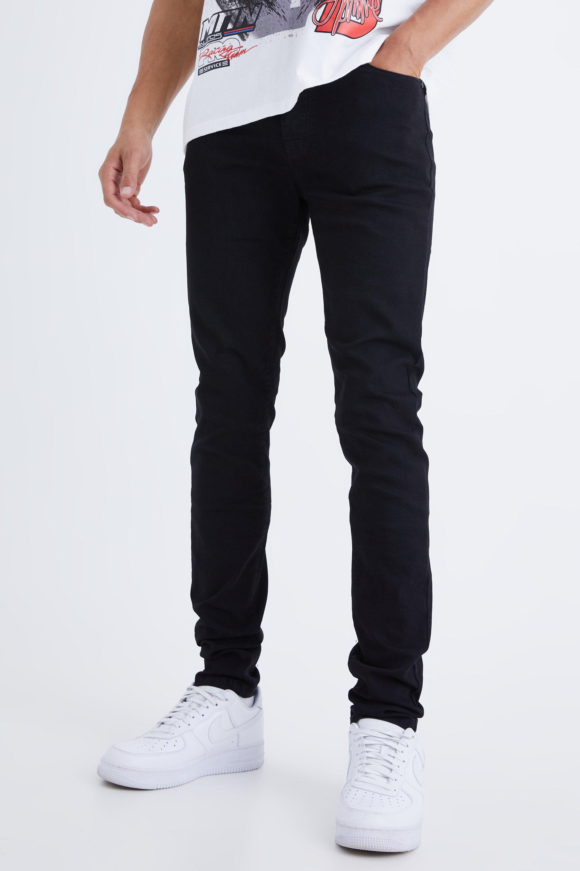 Mens Black Tall Skinny Stretch Jean, Black